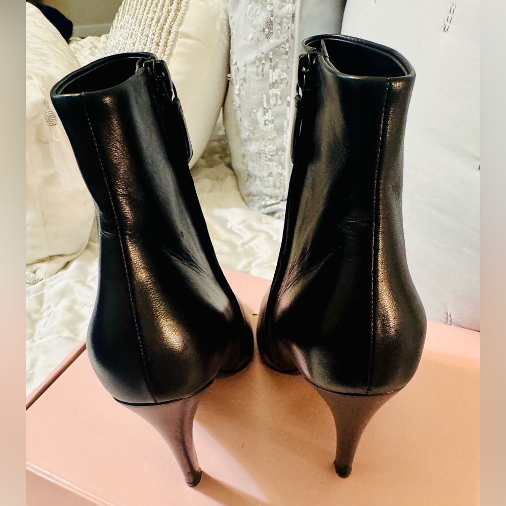 Balenciaga Black Leather Peep-Toe Boots (size 7) - Picture 4 of 10